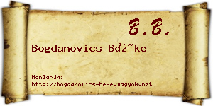 Bogdanovics Béke névjegykártya